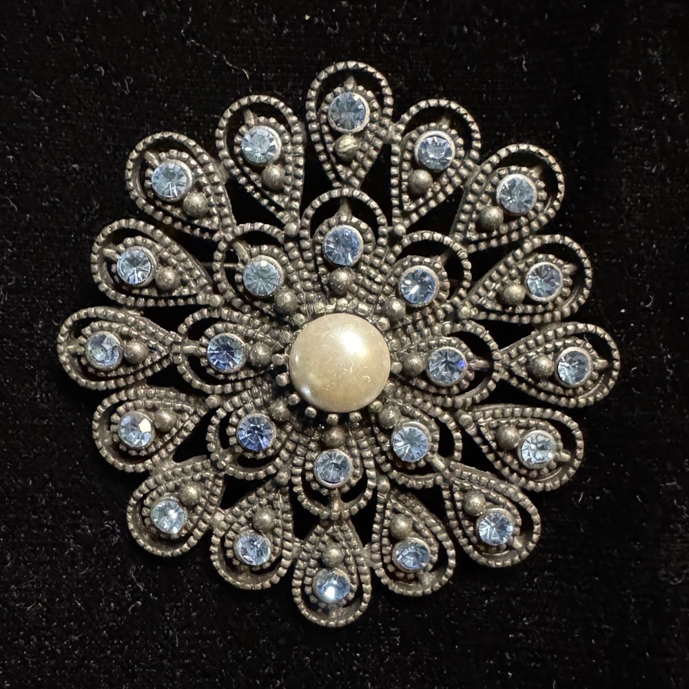 VTG Blue crystal brooch